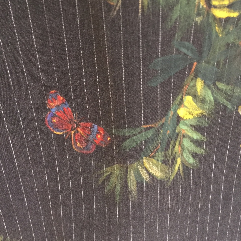 Custom Made Gray Pinstripe Handpainted Skirt - Picture 2 of 10